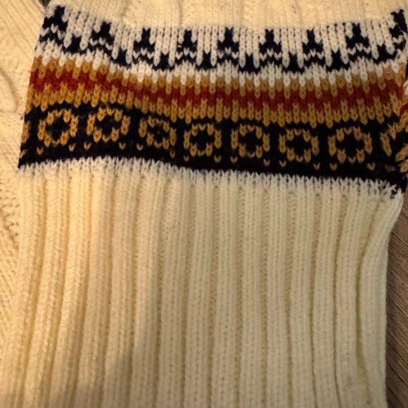 Vintage JCPenney Fair Isle Nordic Ski Sweater Cream Mens Medium 70s 80s - Picture 4 of 10
